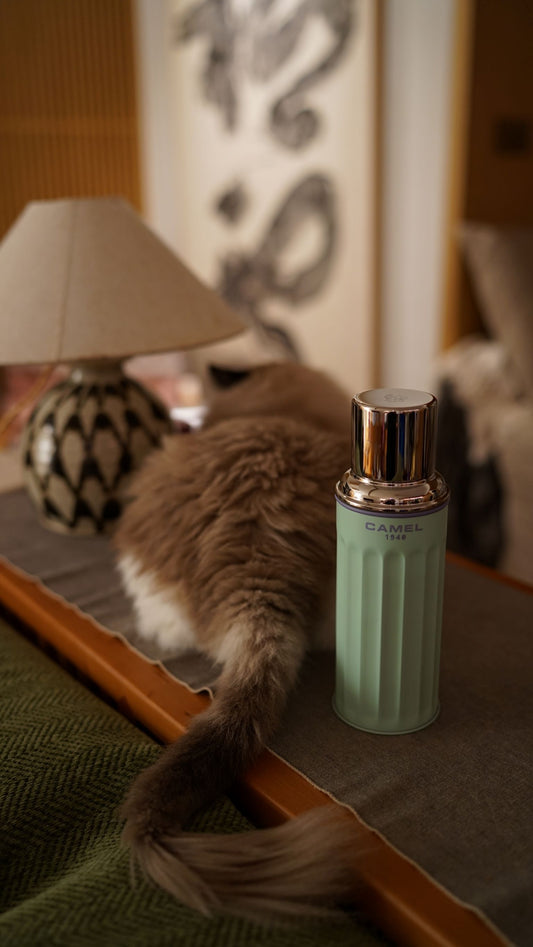 【香港CAMEL駱駝牌】122 系列真空玻璃內膽保溫瓶/ 450ml/綠拿鐵【買就送矽膠杯刷】