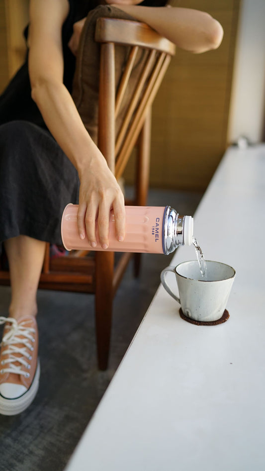 【香港CAMEL駱駝牌】122 系列真空玻璃內膽保溫瓶/ 450ml/日出橘【買就送矽膠杯刷】