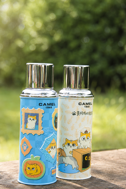 【香港CAMEL駱駝牌】黃阿瑪聯名 116 系列真空玻璃內膽保溫瓶/ 450ml/貓咪大集合款【買就送矽膠杯刷】