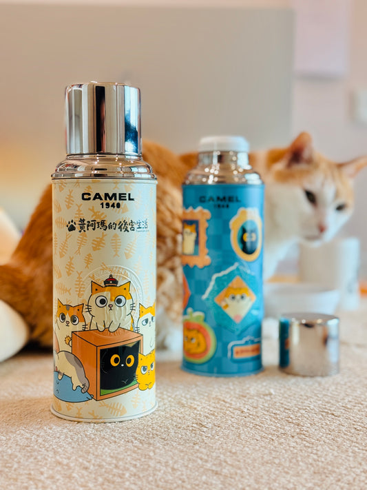 【香港CAMEL駱駝牌】黃阿瑪聯名 116 系列真空玻璃內膽保溫瓶/ 450ml/貓咪大集合款【買就送矽膠杯刷】