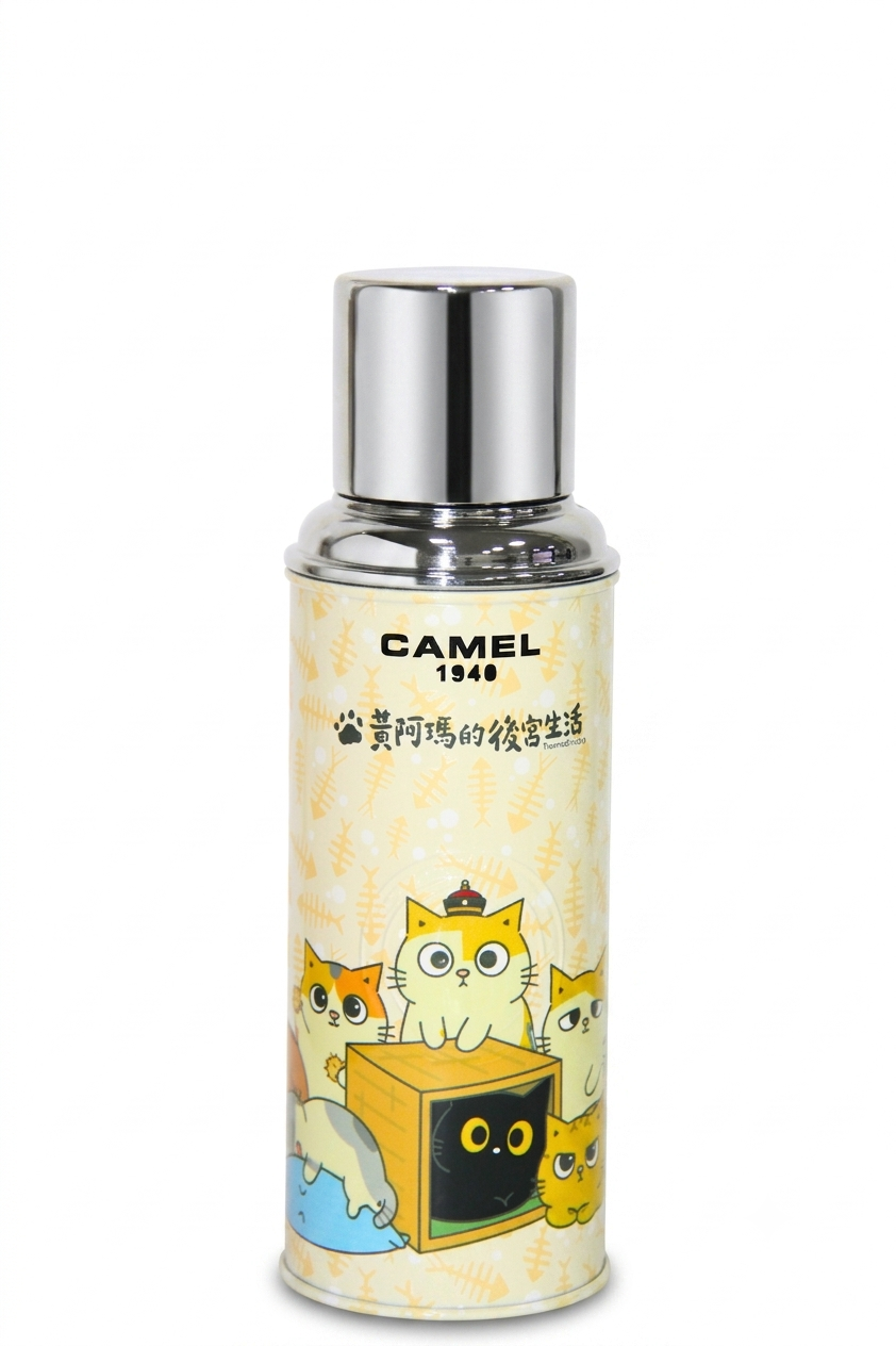 【香港CAMEL駱駝牌】黃阿瑪聯名 116 系列真空玻璃內膽保溫瓶/ 450ml 【買就送矽膠杯刷】