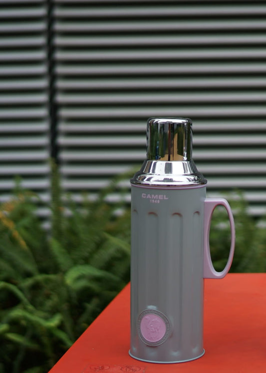 【香港CAMEL駱駝牌】312 系列真空玻璃內膽保溫壺/ 1100ml/水泥灰 【買就送矽膠杯刷】