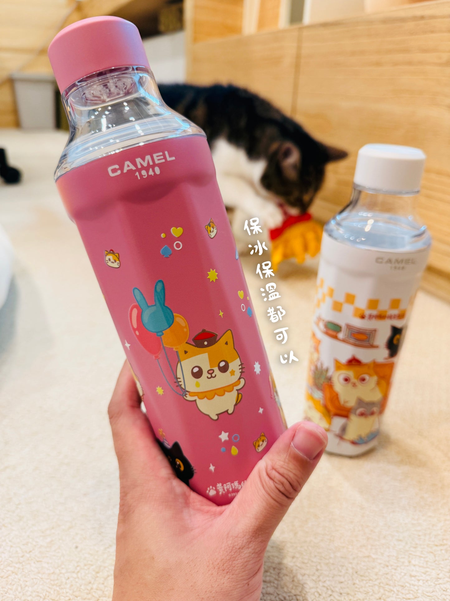 【香港CAMEL駱駝牌】黃阿瑪聯名 FLOW 53 系列陶瓷內膽隨行保溫瓶/ 530ml/糖果粉【買就送矽膠杯刷】