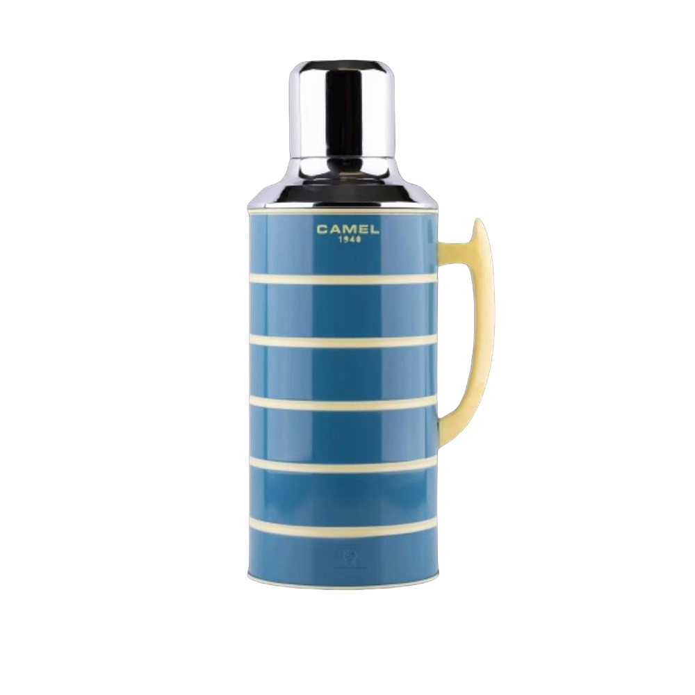 【香港CAMEL駱駝牌】412 系列真空玻璃內膽保溫壺/1500ml/海鹽蘇打條紋【買就送矽膠杯刷】