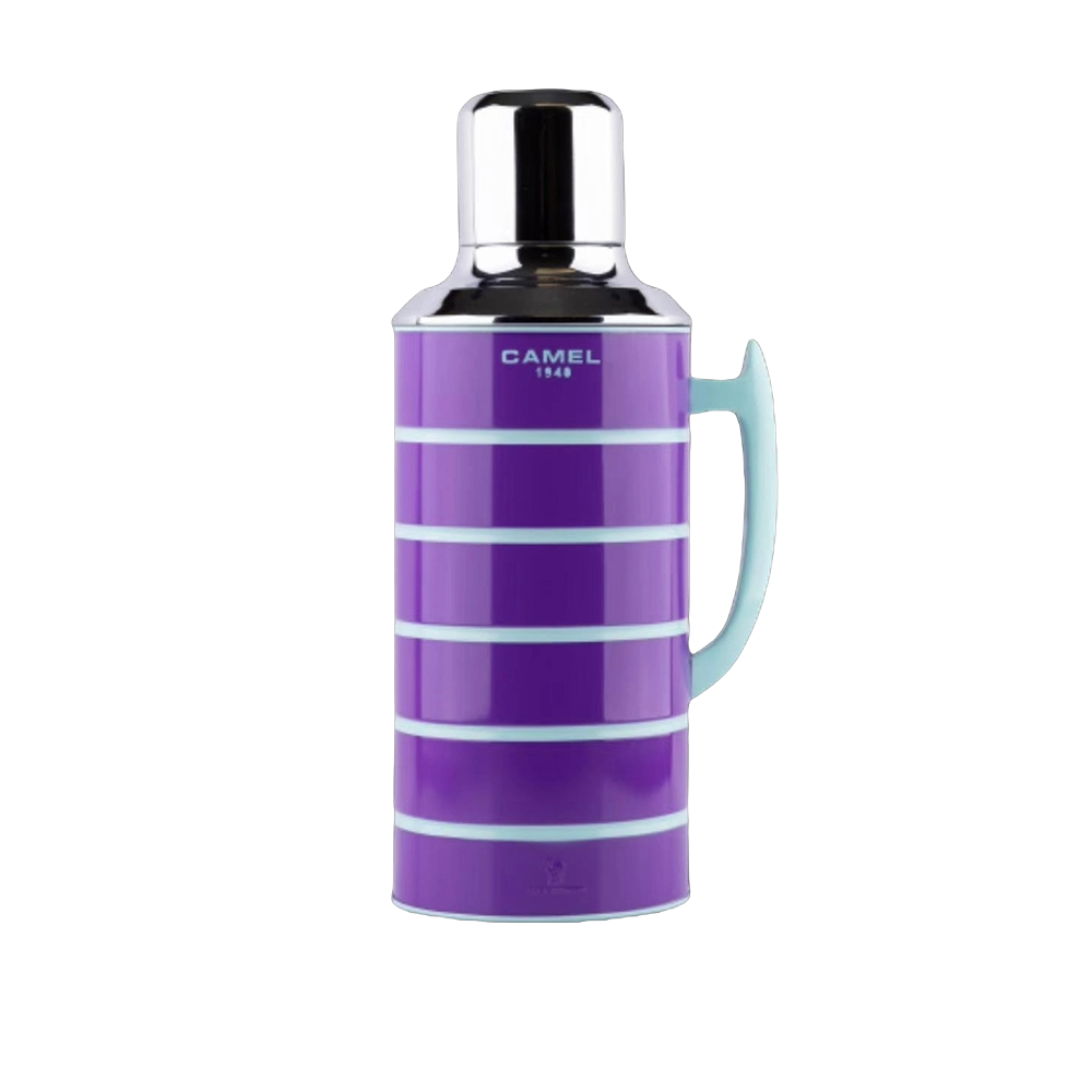 【香港CAMEL駱駝牌】412 系列真空玻璃內膽保溫壺/1500ml/藍莓優格條紋【買就送矽膠杯刷】