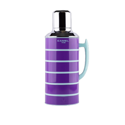 【香港CAMEL駱駝牌】412 系列真空玻璃內膽保溫壺/1500ml/藍莓優格條紋【買就送矽膠杯刷】