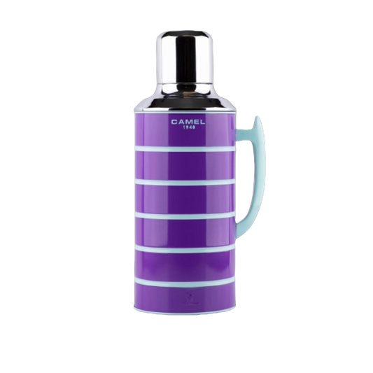 【香港CAMEL駱駝牌】412 系列真空玻璃內膽保溫壺/1500ml/藍莓優格條紋【買就送矽膠杯刷】
