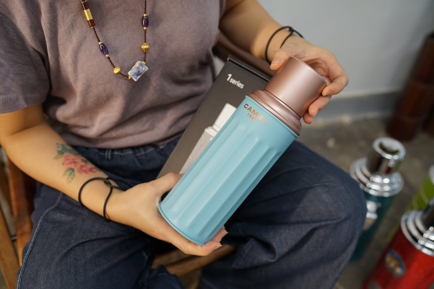 【香港CAMEL駱駝牌】122 系列真空玻璃內膽保溫瓶/ 450ml/蒂芬妮玫瑰金-台灣限定色【買就送矽膠杯刷】